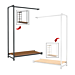 Pipeline Etagere Fixture Add-On Hangrail features abase shelf is roughly 35” long X 17-1/4” wide x ¾” thick and is almost 4-1/2” square feet of display or storage space. The hang bar adds approximately 36” of hanging space.