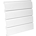White PVC Slatwall Kit. Available in 4' x 2' or 4' x 4' kits.  Each kit comes with color-matching screws, miter-cut edge trim, color-matching strips.
