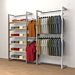 Double Alta Wall Unit with Shelving & Hanging Retail Display Kit 2.  Includes: 2- Alta Wall Units, 2- 48” long rectangular tubing hangrails, 6- 48” wide wood shelves, 1- 12” Saddle Mount Faceouts and 1- 7-Ball Waterfall as well as all the hardware needed 