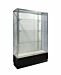 Extra Vision Wall Showcase is 48"L x 20"D x 72"H and features a Silver Frame. Includes 4 adjustable 12"D shelves and sliding glass doors with lock, Tempered Glass, and a 12" Kick Base. 