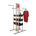 Alta 4-Way Cross Merchandising Unit with shelves.  Includes a 12" x 12" sign frame with 8"x8" visible and features Universal slotting in the front and back. 4- 16" rectangular tubing arms with stops are adjustable in height every 3" from 45" to 72".