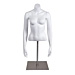 Female Half Torso Form with Both Arms at Side.  White finish with adjustable base included.  Can be displayed on a countertop or table or used with or without included metal base.