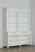 White two piece hutch is the perfect solution for any storage need. This adjustable six shelf hutch creates a beautiful display fixture. Size: 72" L x 20" D x 90" H