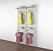 Vertik Wall Mounted Retail Clothing Display Unit for 4 Shelves w/2 Faceouts and 2 Hanging Rails |  Pure White 2- Sections. Setting Dimensions: 51" W x 92" H.       