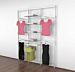 Vertik Wall Mounted Retail Clothing Display Unit for 4 Shelves with 4 Faceouts and 1 Hangrail | Pure White 3-Sections.  Setting Dimensions: 76" W x 92" H