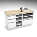 White Contemporary 55” Cash Wrap Retail Counter rear view