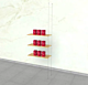 Extension Kit for Cable ceiling-to-floor kit for Three Wood Shelves.  Adjustable from 36” to 19’ and can accommodate glass shelves up to 36” L and 8” to 16” D.  