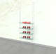 Kit includes Ceiling to Floor cable kit, and connectors for shelves and the shelves can be set to different heights by adjusting connectors. Suitable for shelves 8