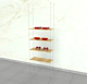 Cable ceiling-to-floor kit for shelving kit for Four Wood Shelves.  Adjustable from 36” to 19’ and can accommodate glass shelves up to 36” L and 8” to 16” D.  