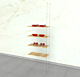 Extension Kit for Cable ceiling-to-floor kit for Four Wood Shelves.  Adjustable from 36” to 19’ and can accommodate glass shelves up to 36” L and 8” to 16” D.  