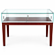 Traditional sit-down wood counter display case.