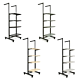 Black Framed Costumer Merchandiser rolling retail display rack with straight arms and bullnose shelves