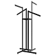 Matte Black 4-Way Adjustable Garment Rack with two 16-inch straight arms and two 18-inch slant arms with 8 cube stops