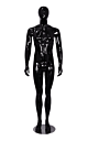 Mike Headless Male Mannequin – Gloss Black (Egg Head, Straight Leg Pose)
