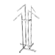 4-Way Adjustable Clothing Rack with four 8-cube waterfall slant arms, available in Chrome and Raw Steel
