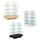 Glass display unit comes knocked down for easy shipping. Includes fifty-two chrome connectors. Shelves are 12