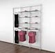 Vertik Wall Mounted Retail Clothing Display Unit for 8 Shelves w/2 Faceouts, 2 Hanging Rails | Pure White, 3-Sections.  Setting Dimensions: 76