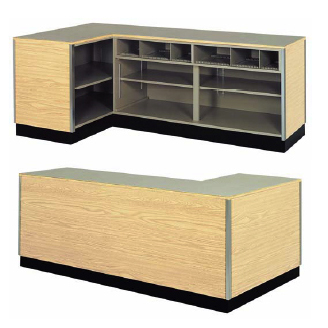 Left Side L-Shaped Checkout Counter | Wood Retail Counter